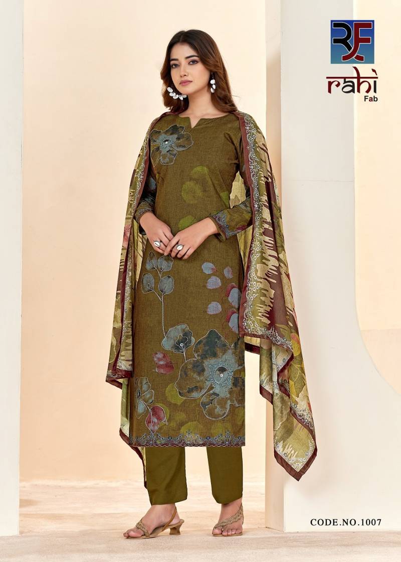 Rahifab Rising Silver Pure Cotton Organic Printed Dress Material