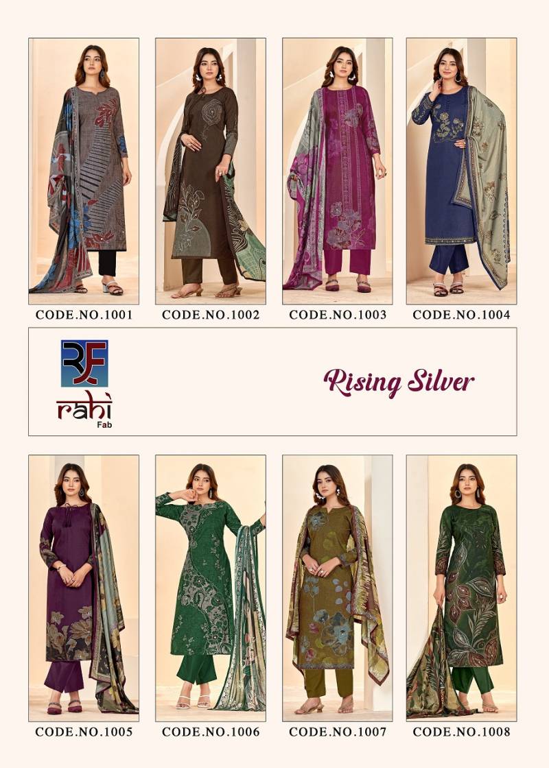 Rahifab Rising Silver Pure Cotton Organic Printed Dress Material