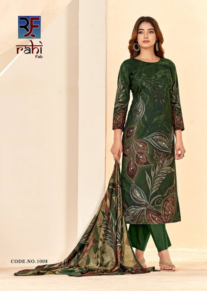 Rahifab Rising Silver Pure Cotton Organic Printed Dress Material