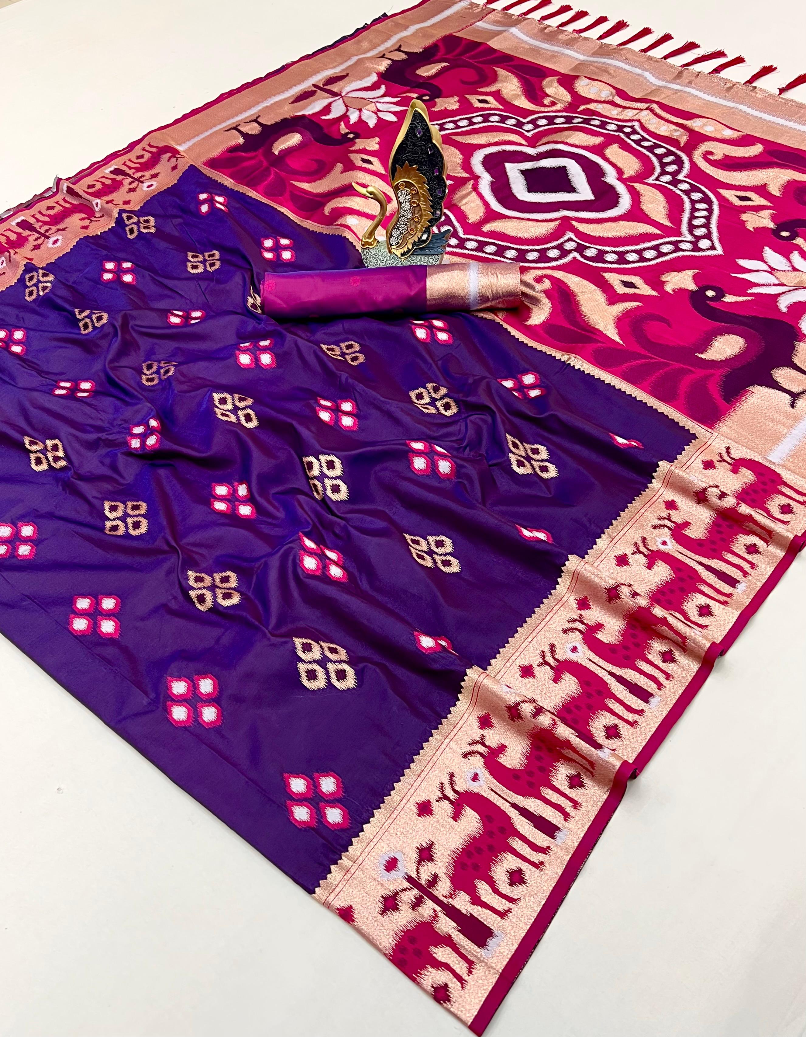 Lekha MN Ikkat Dear Soft Silk Banarasi Zari Meenakari Weaving Saree