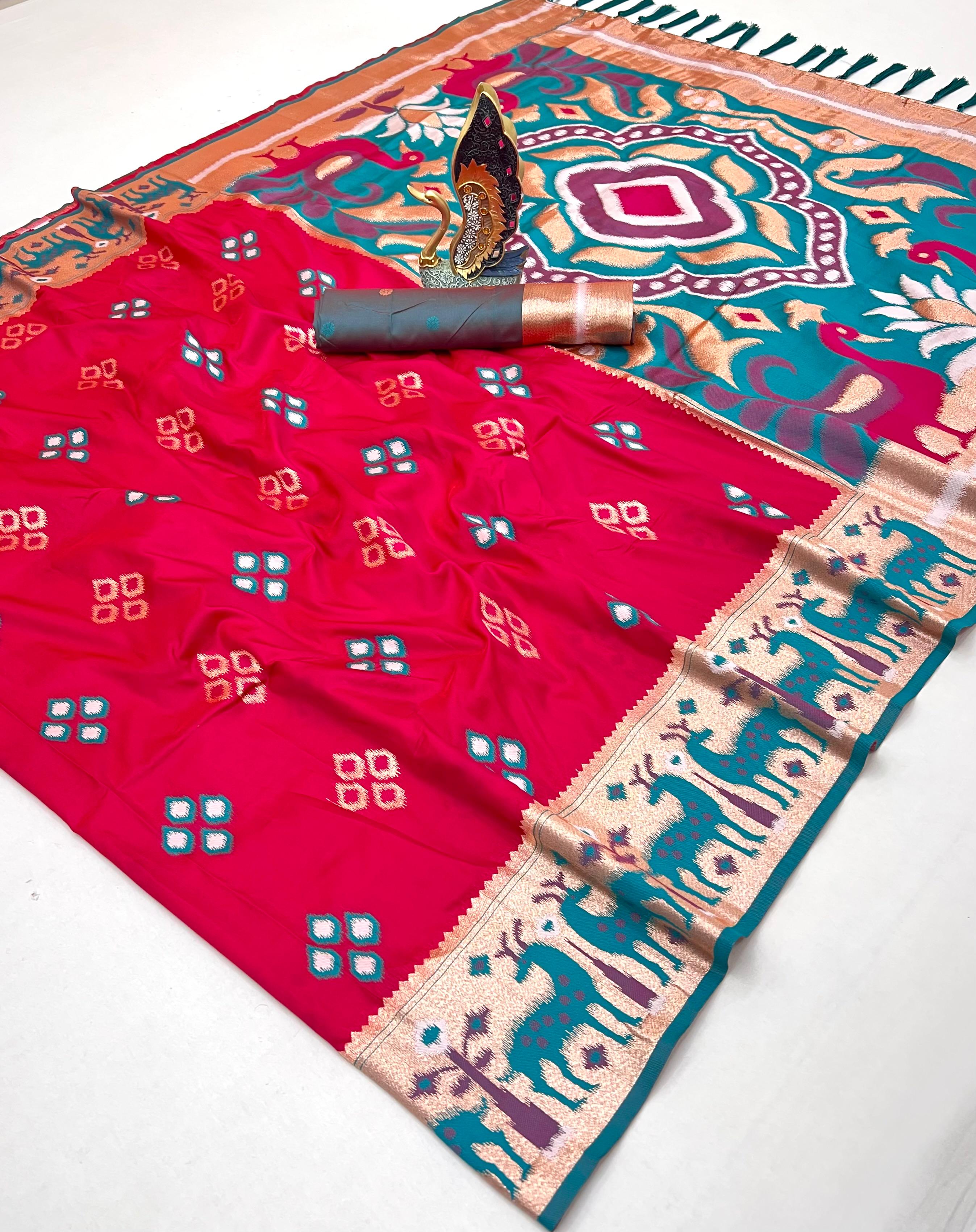Lekha MN Ikkat Dear Soft Silk Banarasi Zari Meenakari Weaving Saree