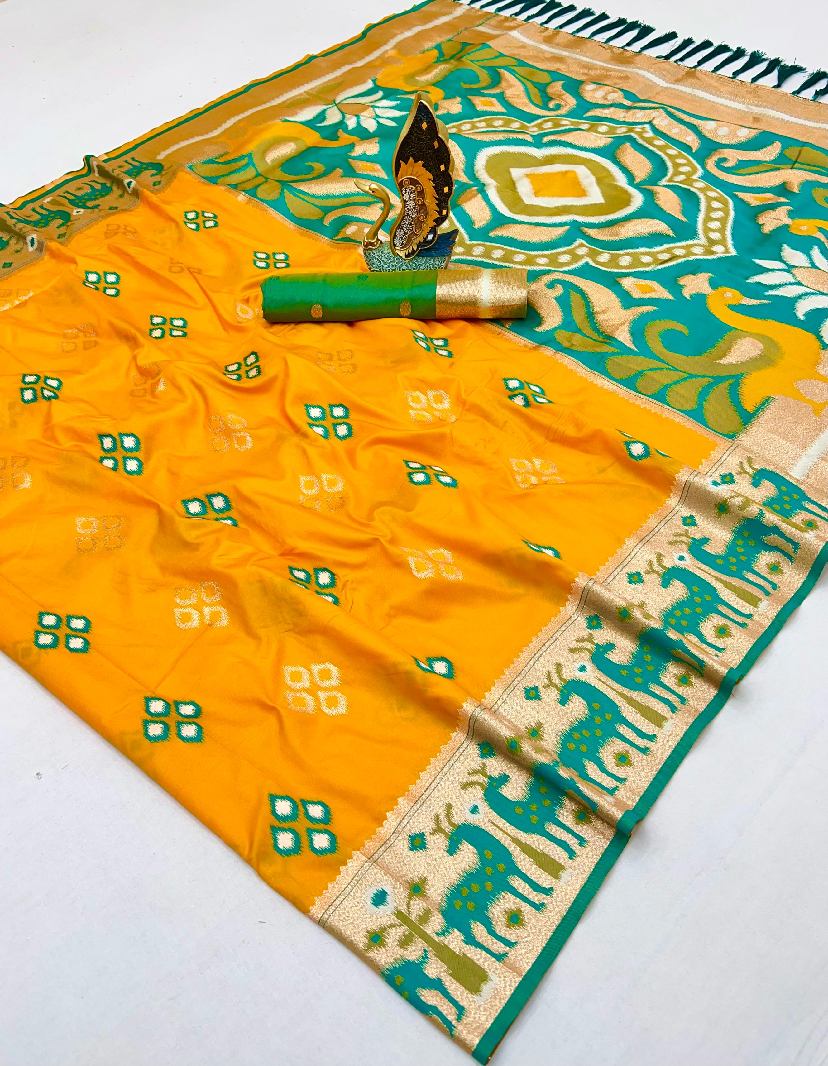Lekha MN Ikkat Dear Soft Silk Banarasi Zari Meenakari Weaving Saree