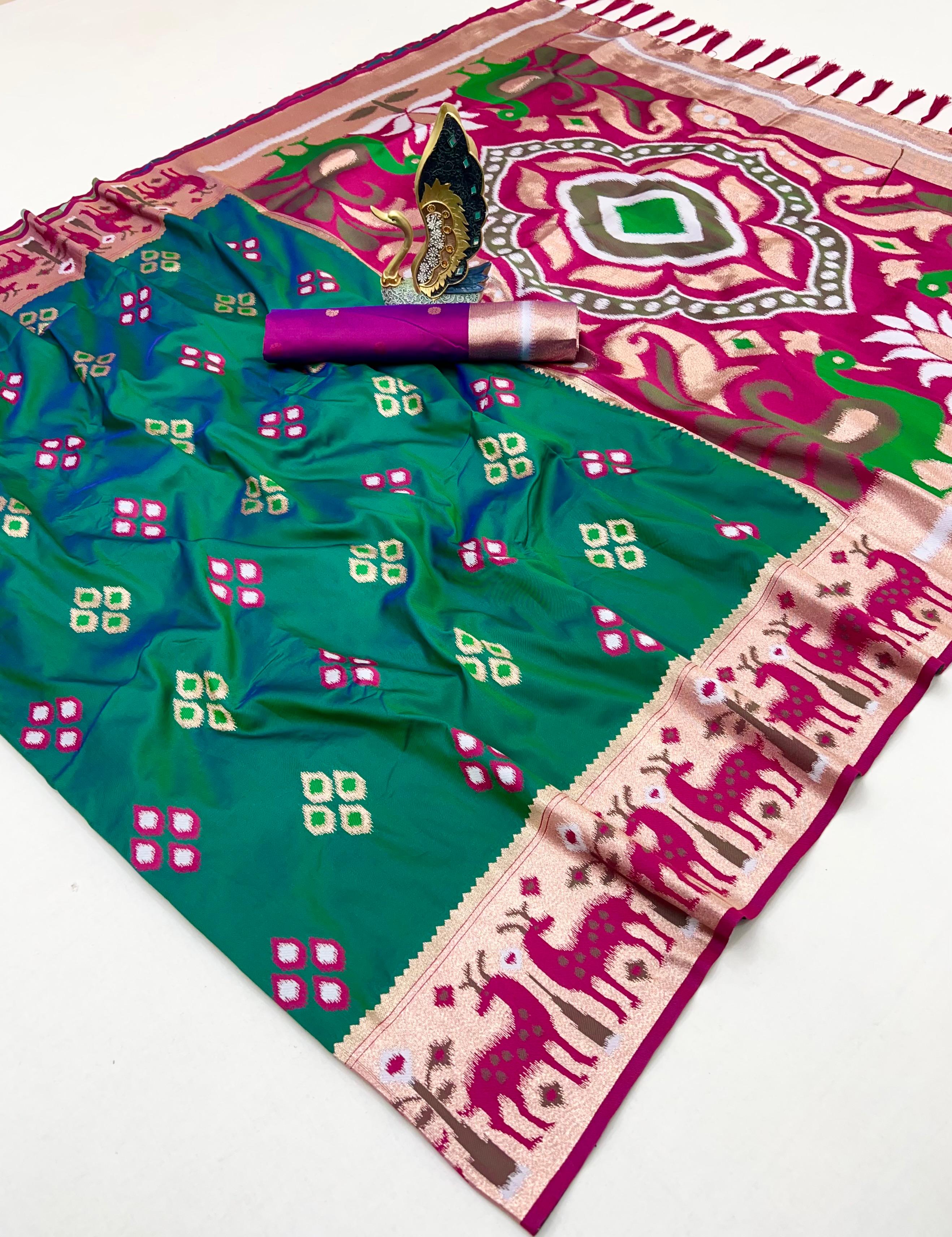 Lekha MN Ikkat Dear Soft Silk Banarasi Zari Meenakari Weaving Saree