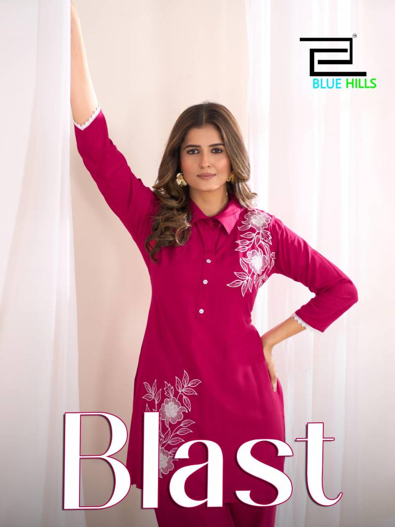 Blue Hills Blast Rayon Casual Wear Top And Bottom Collection