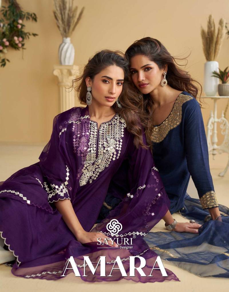 Sayuri Amara Silk Embroidered Mirror Work Designer Salwar Kameez