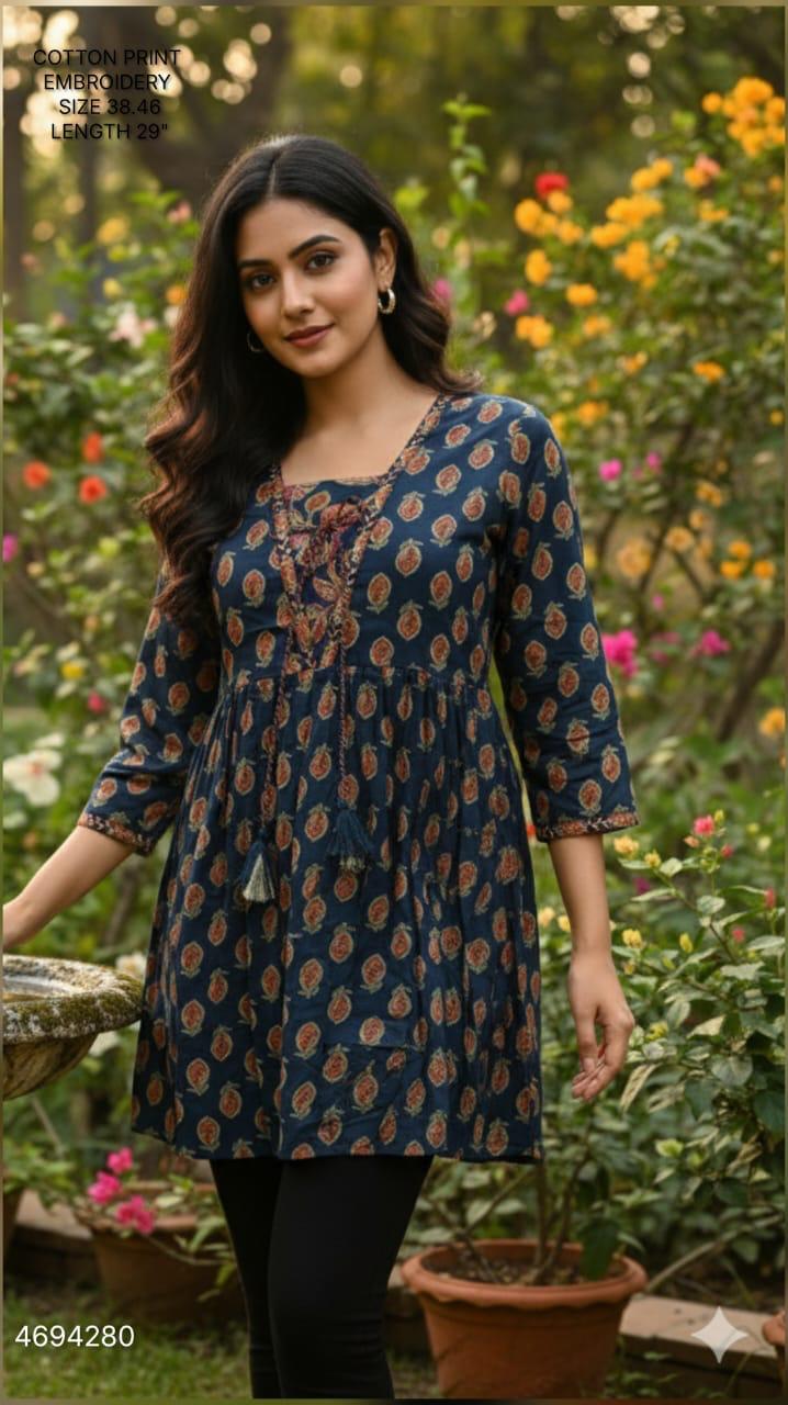 Naisha K 391 Vol 2 Jaipuri Cotton Print Jacket Style Shorts Tops