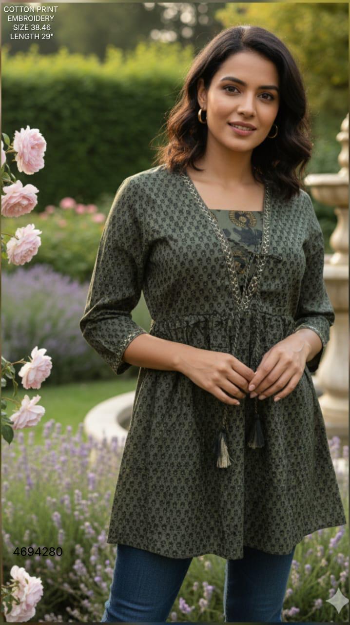Naisha K 391 Vol 2 Jaipuri Cotton Print Jacket Style Shorts Tops