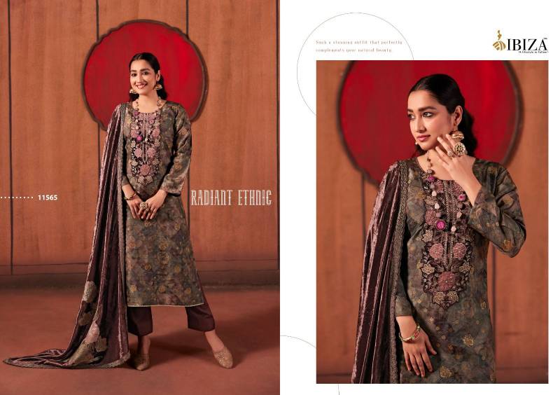 Ibiza Tatva Silk Jacquard Digital Print Embroidered Salwar Kameez Suits
