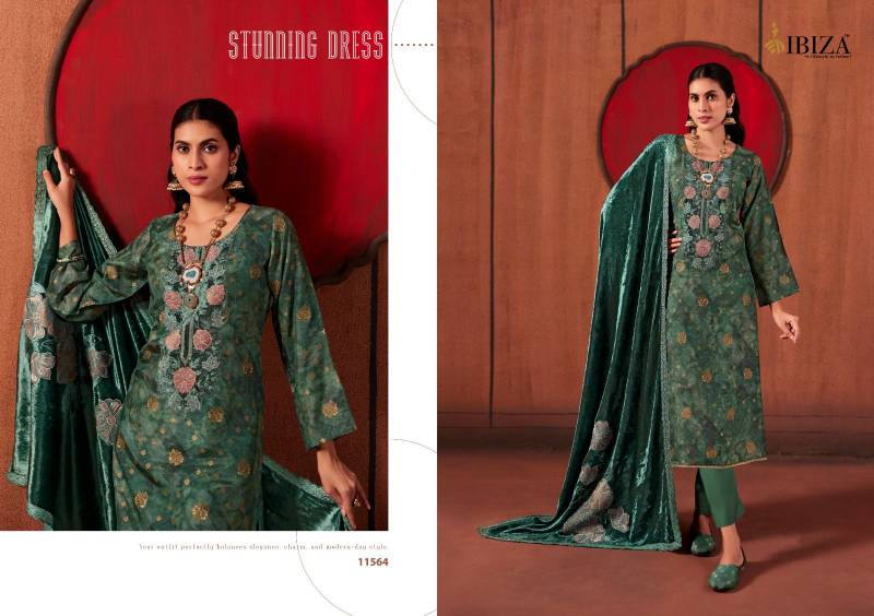 Ibiza Tatva Silk Jacquard Digital Print Embroidered Salwar Kameez Suits