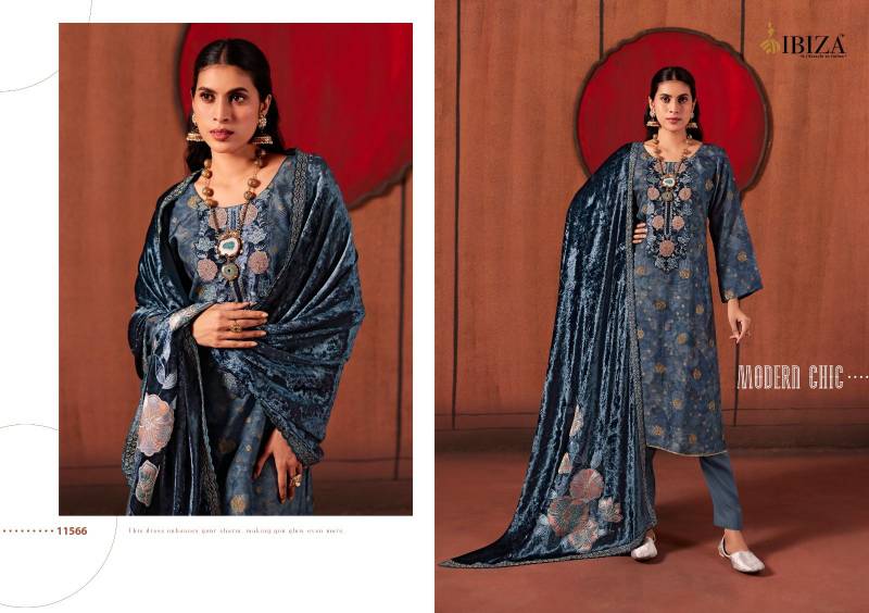Ibiza Tatva Silk Jacquard Digital Print Embroidered Salwar Kameez Suits