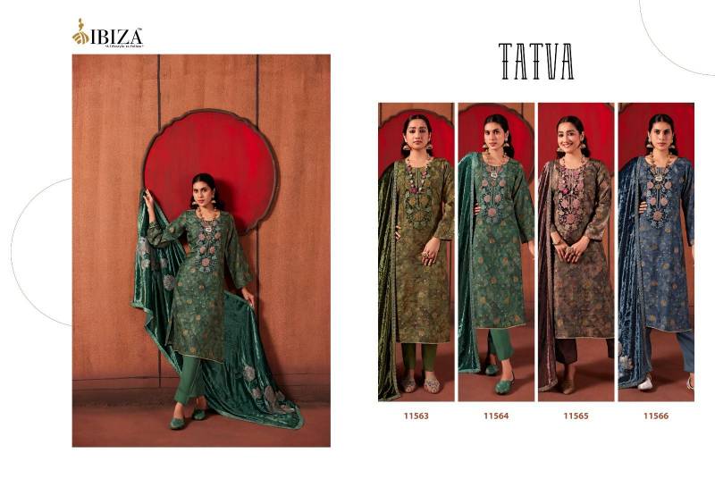 Ibiza Tatva Silk Jacquard Digital Print Embroidered Salwar Kameez Suits
