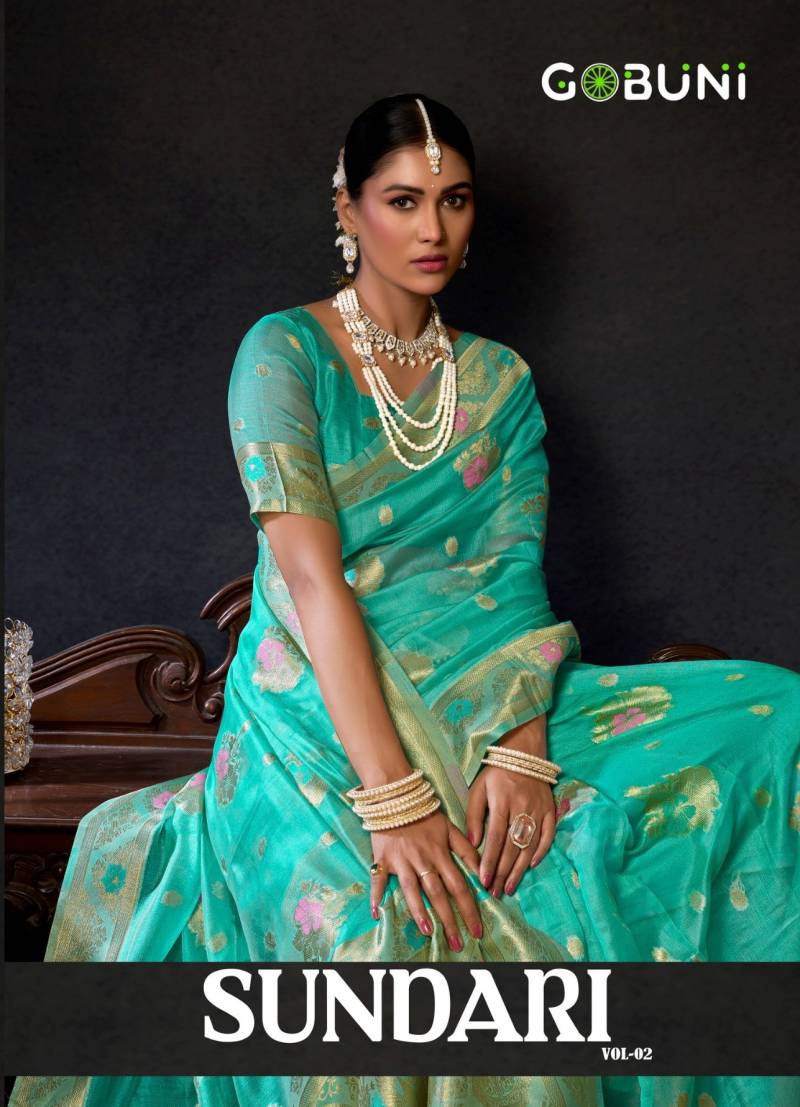 Gobuni Sundari Vol 2 Organza Khadi With Zhallar Saree Collection