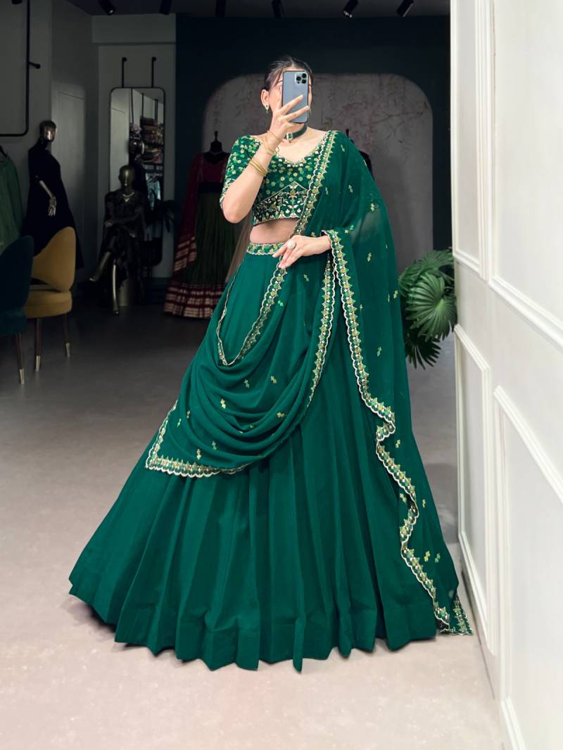 Lekha yf 1447 Georgette Thread Embroidery Worked Designer Lehenga