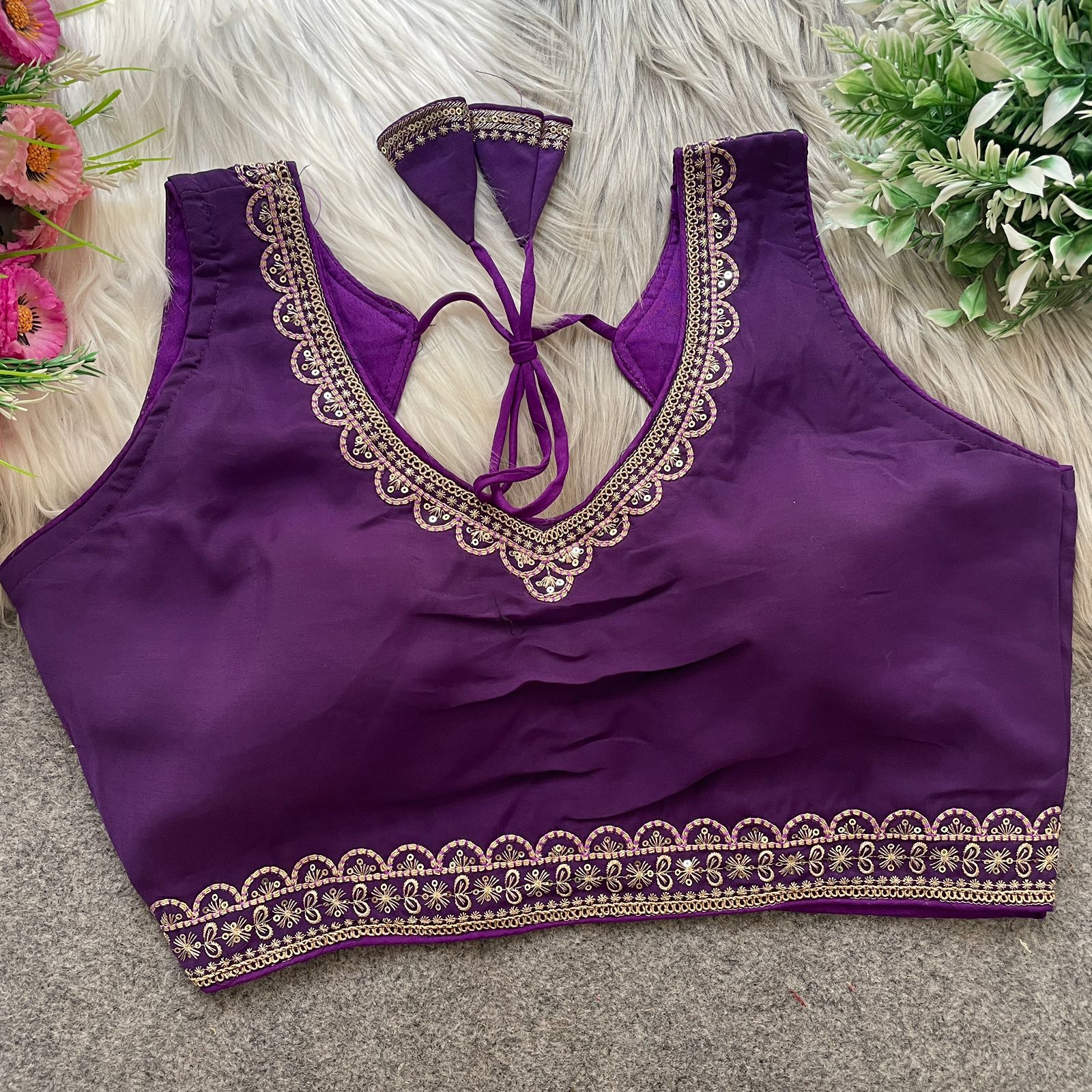 Lekha Ruh 1010 Heavy Roman Silk Embroidery With Sequins Work Blouse