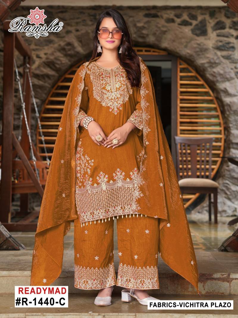 Ramsha R 1440 A To D Vichitra Embroidery Work Pakistani Salwar Kameez Suits