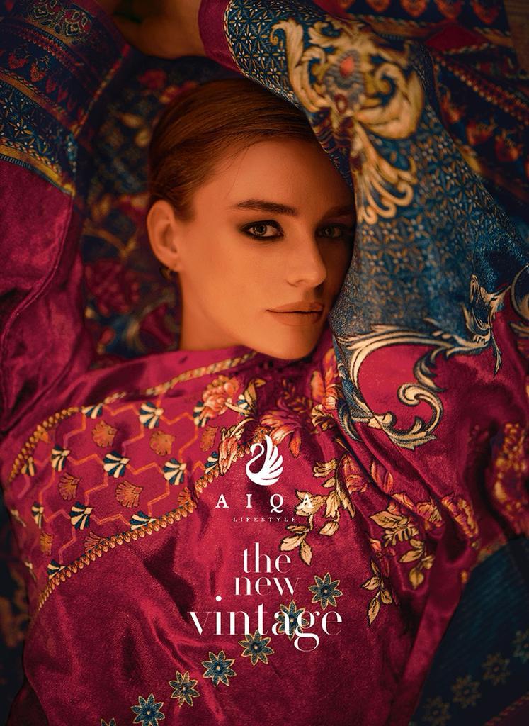 Aiqa The New Vintage Velvet Digital Print Fancy Work Salwar Kameez Suits