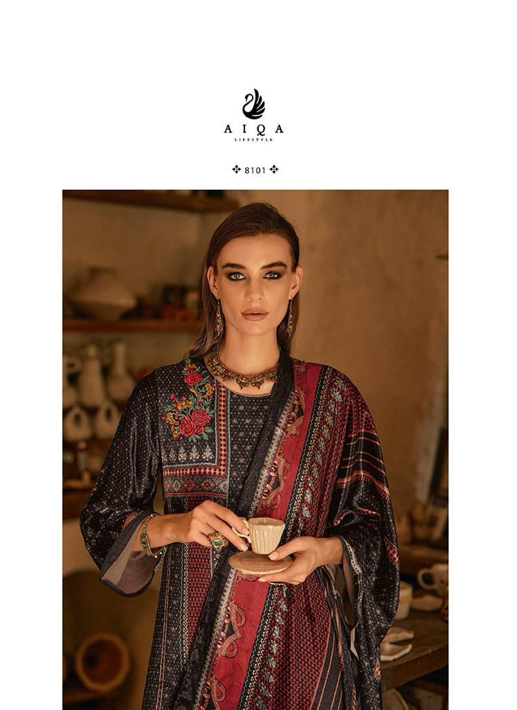 Aiqa The New Vintage Velvet Digital Print Fancy Work Salwar Kameez Suits
