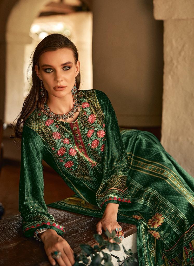 Aiqa The New Vintage Velvet Digital Print Fancy Work Salwar Kameez Suits