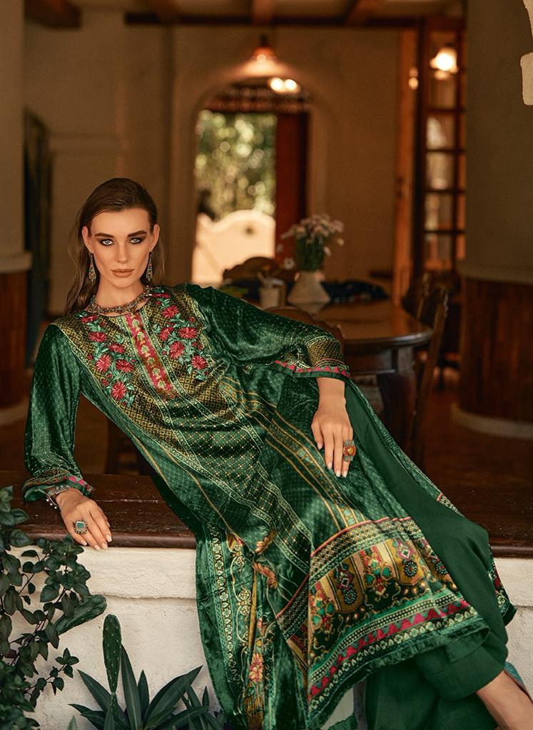 Aiqa The New Vintage Velvet Digital Print Fancy Work Salwar Kameez Suits
