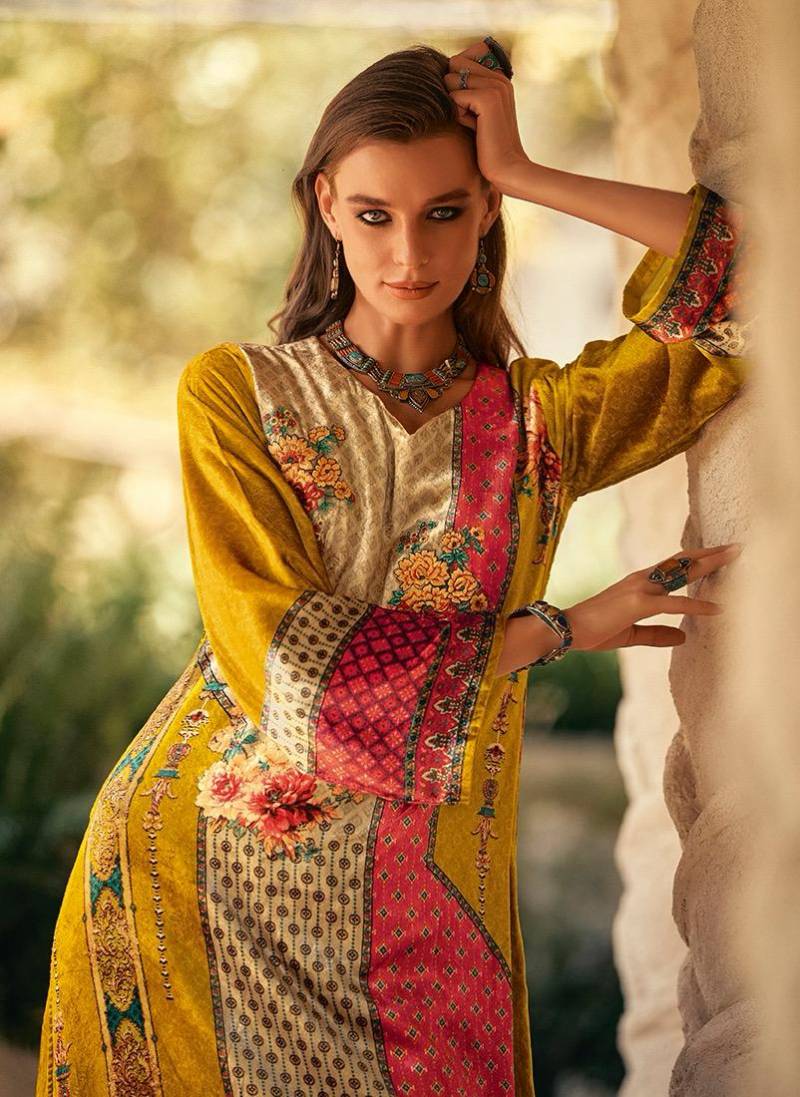 Aiqa The New Vintage Velvet Digital Print Fancy Work Salwar Kameez Suits