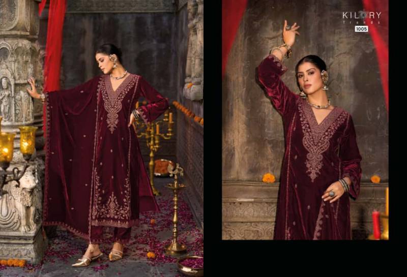 Kilory Rooh E Gulzaar Velvet Coding Embroidery Work Designer Salwar Kameez