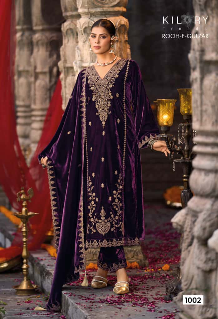 Kilory Rooh E Gulzaar Velvet Coding Embroidery Work Designer Salwar Kameez
