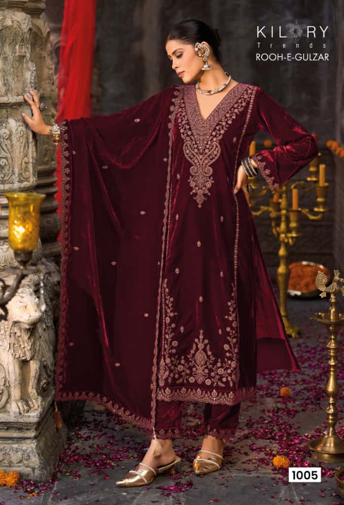 Kilory Rooh E Gulzaar Velvet Coding Embroidery Work Designer Salwar Kameez