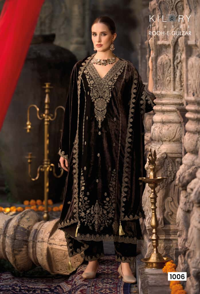 Kilory Rooh E Gulzaar Velvet Coding Embroidery Work Designer Salwar Kameez