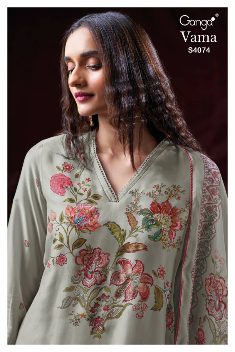 Ganga Vama 4074 Pashmina Printed Embroidery Work Salwar Kameez Suits