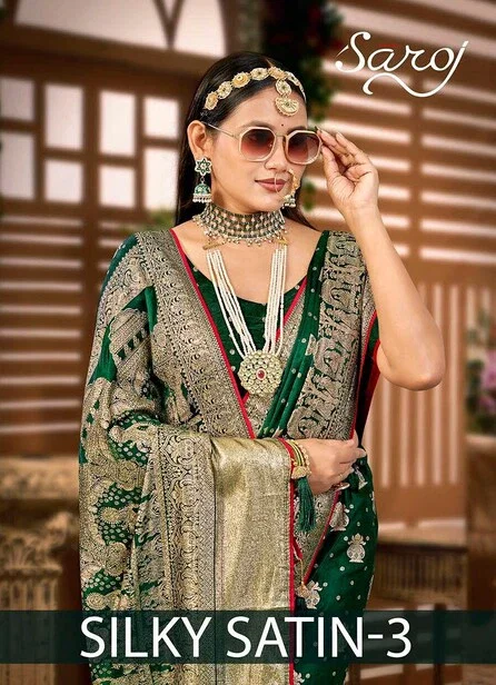 Saroj Silky Satin Vol 3 Premium Meena Worked Designer Silk Saree Collection