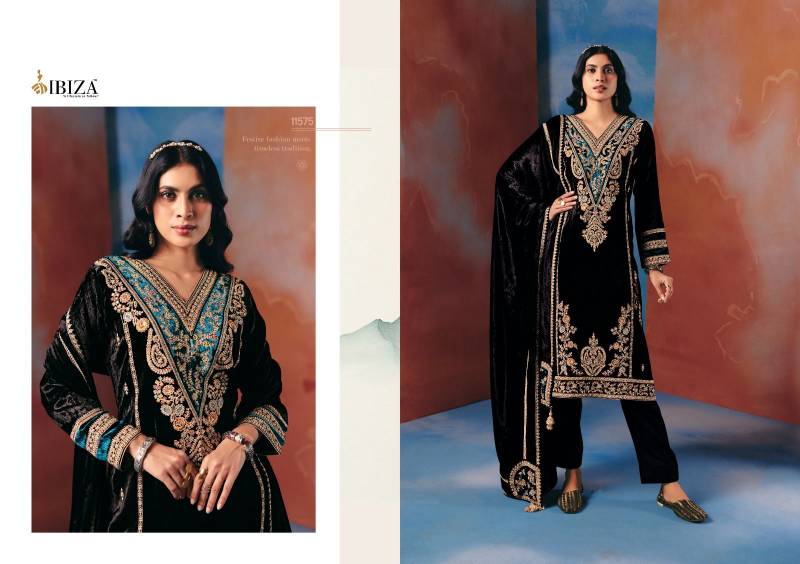 Ibiza Taamasi Viscose Velvet Embroidery Designer Salwar Kameez Collection