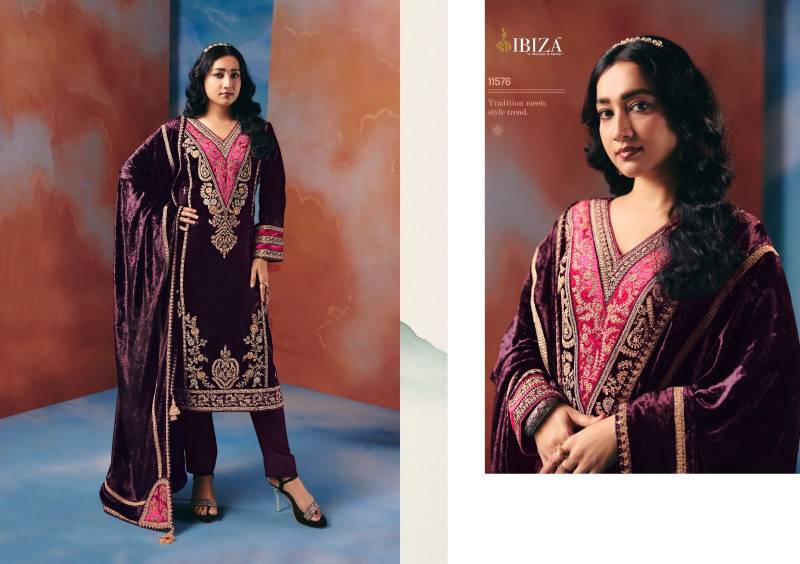 Ibiza Taamasi Viscose Velvet Embroidery Designer Salwar Kameez Collection
