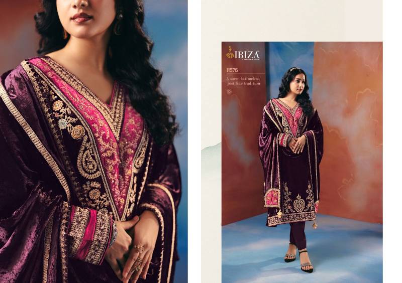 Ibiza Taamasi Viscose Velvet Embroidery Designer Salwar Kameez Collection