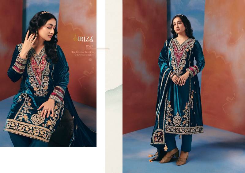 Ibiza Taamasi Viscose Velvet Embroidery Designer Salwar Kameez Collection