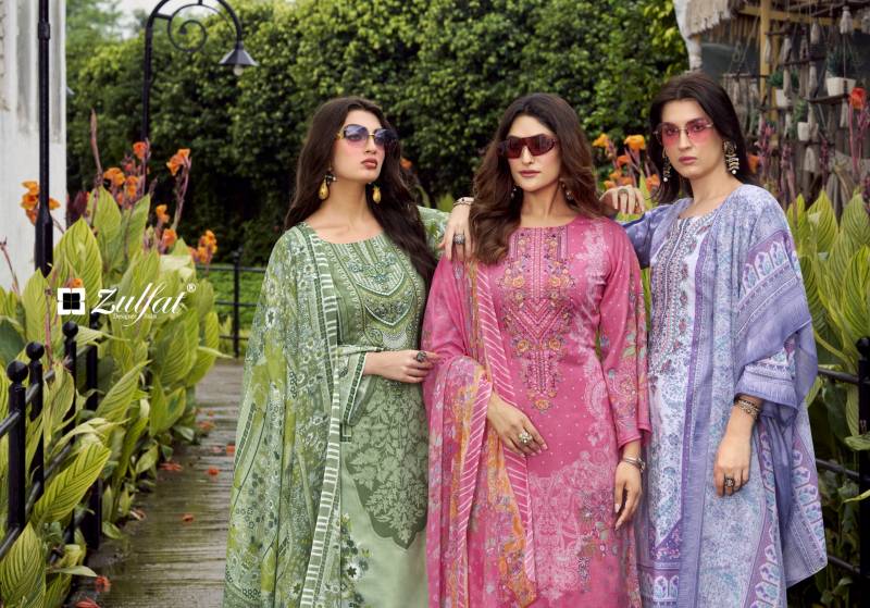 Zulfat Sana Safina Cotton Designer Print Embroidery Work Dress Material Collection