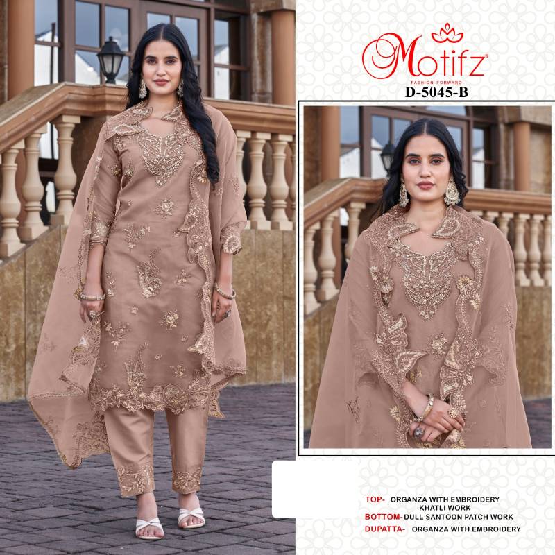 Motifz 5045 A To D Organza Embroidery And Khatli Work Pakistani Salwar Suits