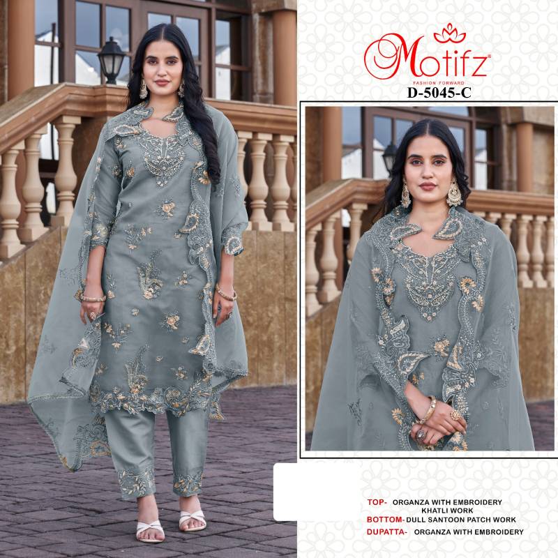 Motifz 5045 A To D Organza Embroidery And Khatli Work Pakistani Salwar Suits