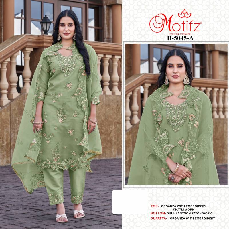 Motifz 5045 A To D Organza Embroidery And Khatli Work Pakistani Salwar Suits