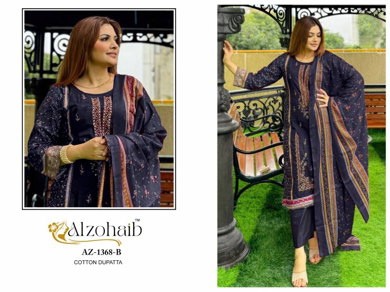 Alzohaib Az 1368 A And B Cotton Dupatta Cotton Print Work Pakistani Salwar Kameez