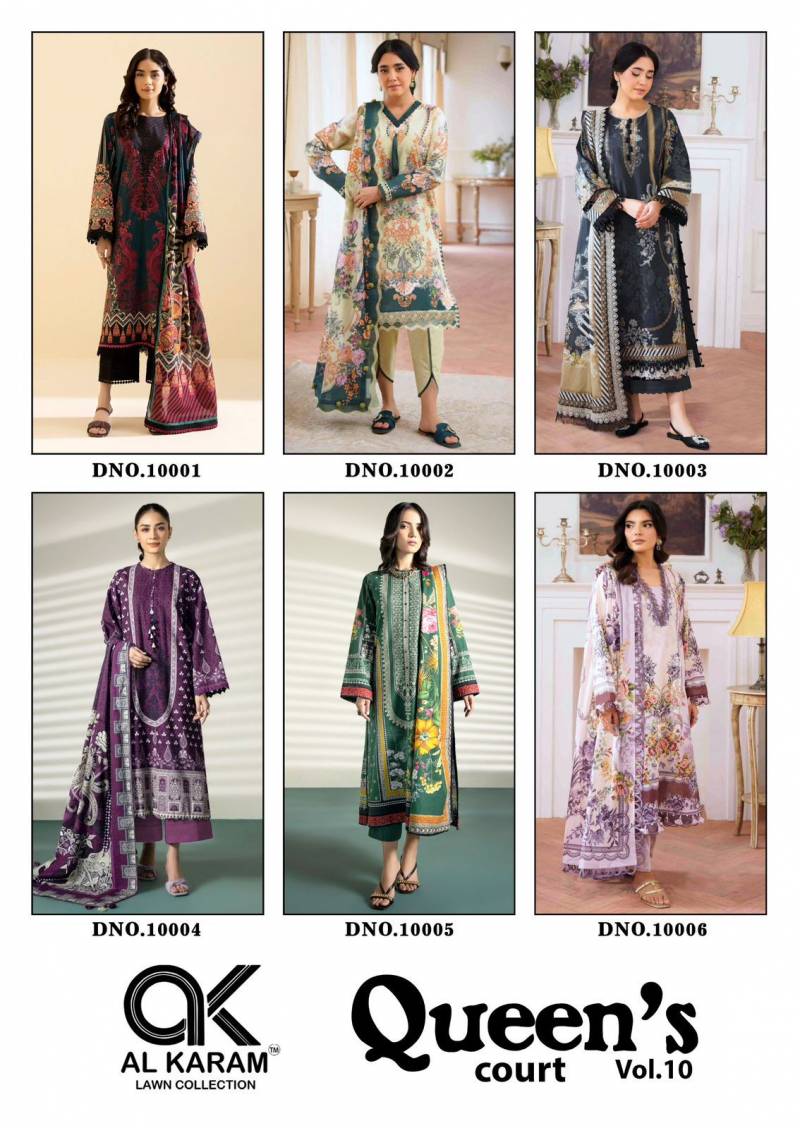 Al Karam Queen Court Vol 10 Cambric Designer Dress Material Collection