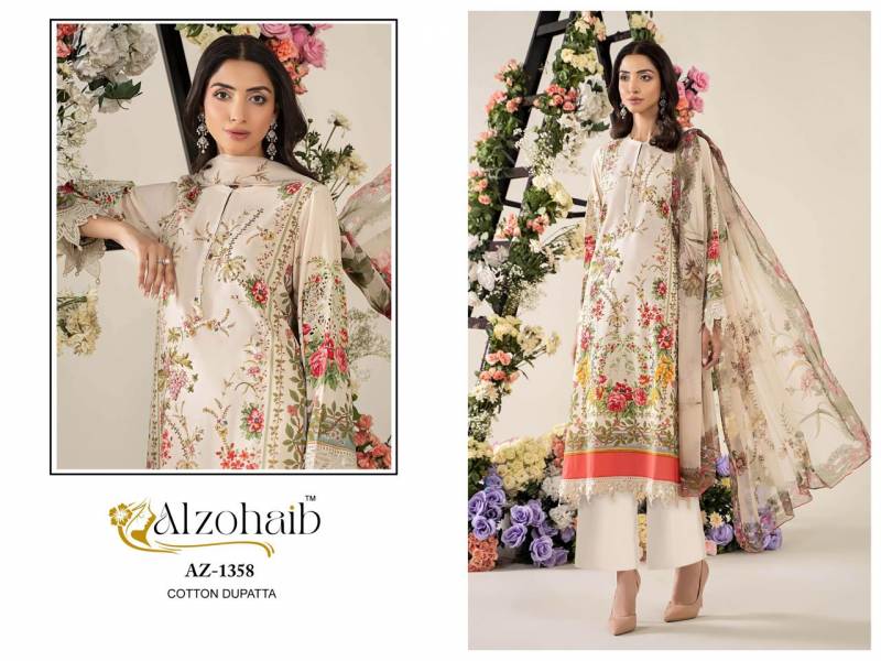 Alzohaib Inaaya Cotton Dupatta Cotton With Work Pakistani Salwar Kameez