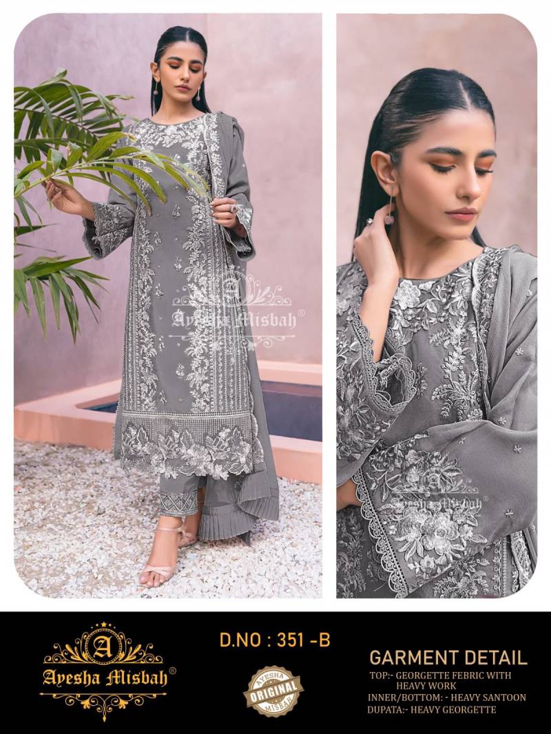 Ayesha Misbah 351 A To F Georgette Work Pakistani Salwar Kameez Suits