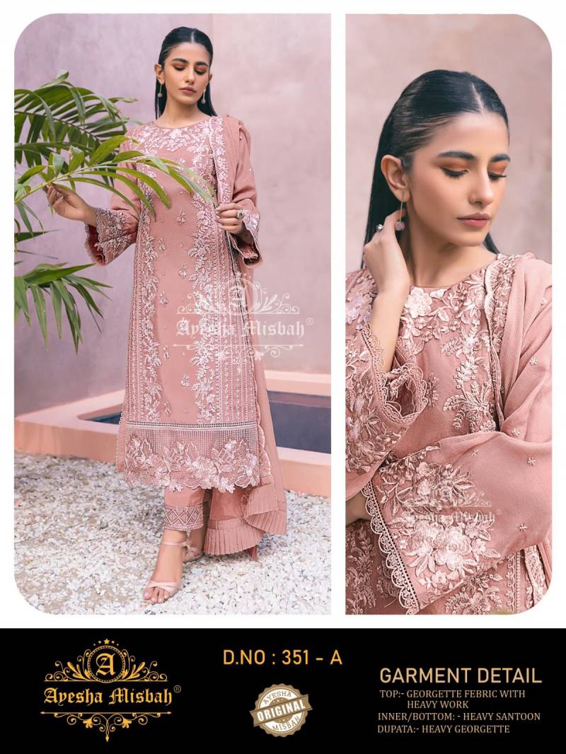 Ayesha Misbah 351 A To F Georgette Work Pakistani Salwar Kameez Suits