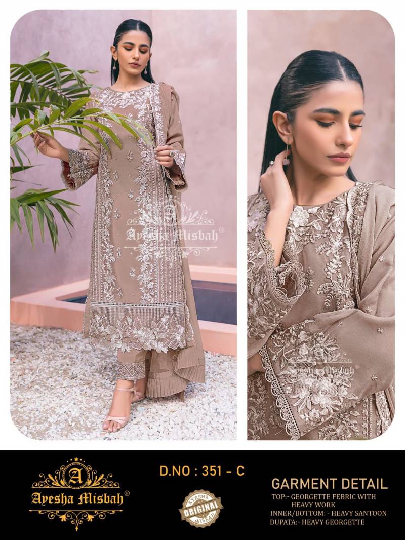 Ayesha Misbah 351 A To F Georgette Work Pakistani Salwar Kameez Suits