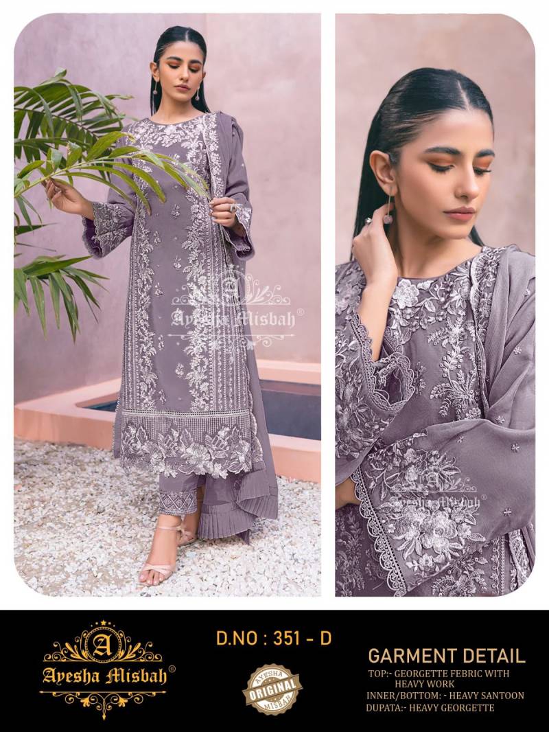 Ayesha Misbah 351 A To F Georgette Work Pakistani Salwar Kameez Suits
