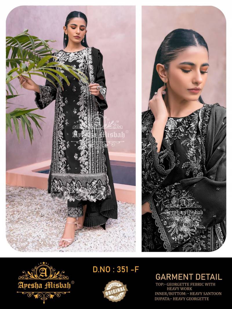 Ayesha Misbah 351 A To F Georgette Work Pakistani Salwar Kameez Suits