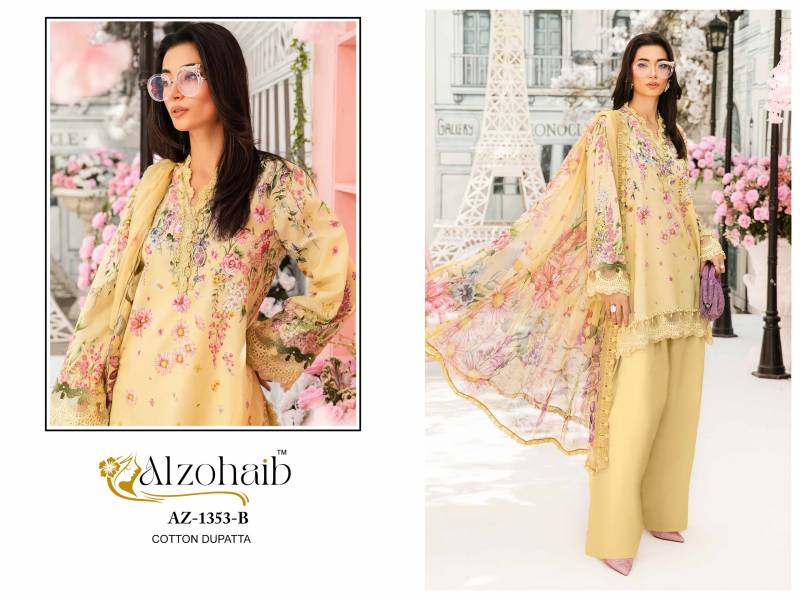 Alzohaib Mubeena Cotton Dupatta Cotton Work Pakistani Salwar Kameez