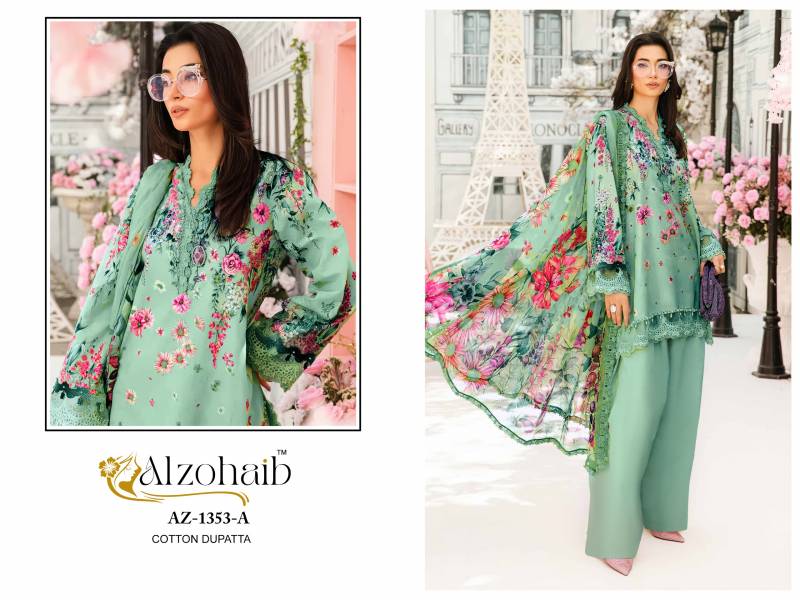 Alzohaib Mubeena Cotton Dupatta Cotton Work Pakistani Salwar Kameez