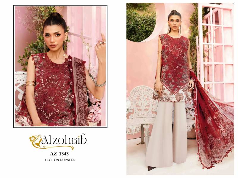 Alzohaib Mubeena Cotton Dupatta Cotton Work Pakistani Salwar Kameez
