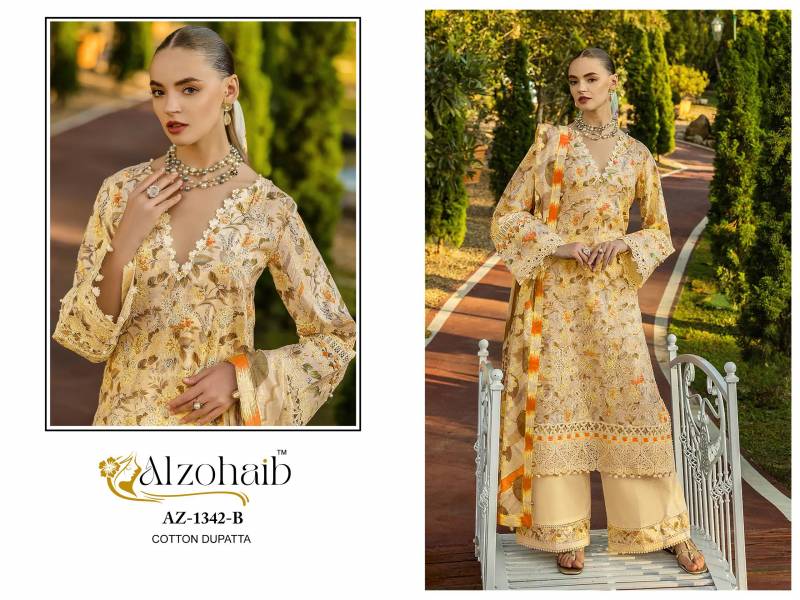 Alzohaib Az 1342 A And B Cotton Dupatta Cotton Print Pakistani Salwar Kameez
